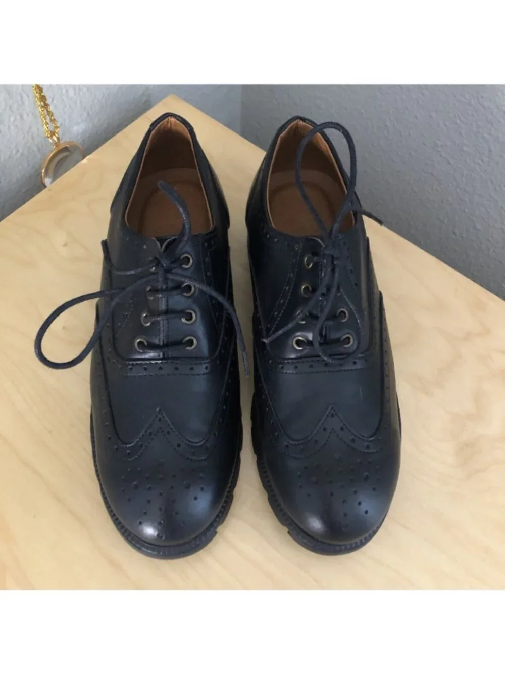Vince Camuto Warble Wingtip Oxford Shoes Little Big Boy's size 5.5 Black NEW